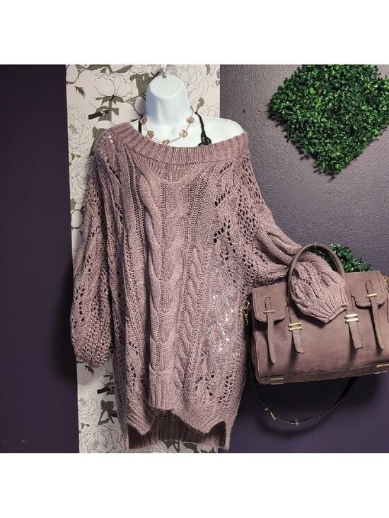 Sweaters - 3 Bird Nest Lilac Off-the-Shoulder Sweater
